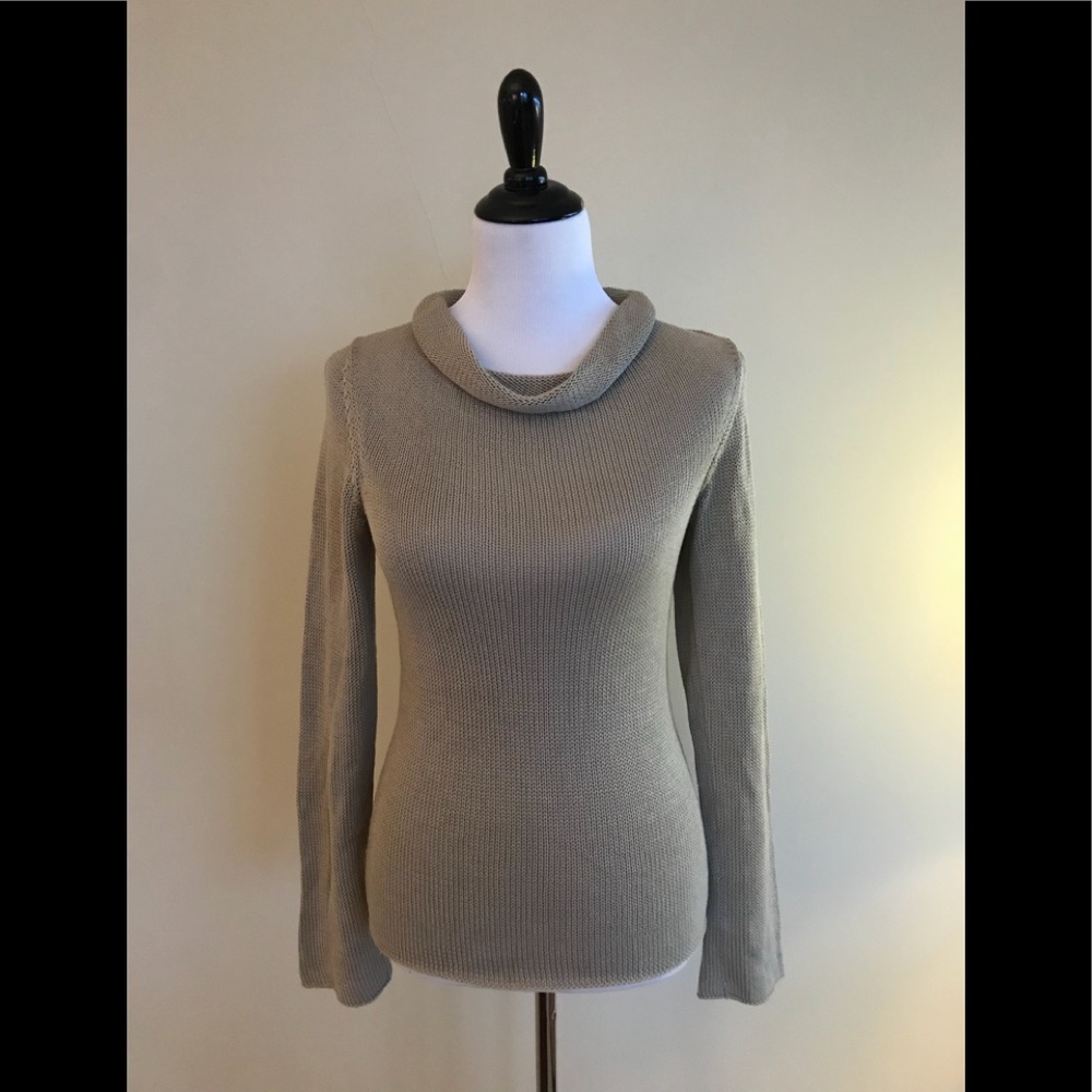 Banana Republic Silk Cowl Neck Sweater Khaki S